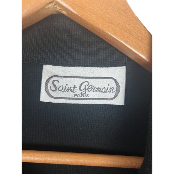 Vintage SAINT GERMAIN PARIS Size M/L Black Knit Embroidered Cardigan Jacket - Picture 5 of 8